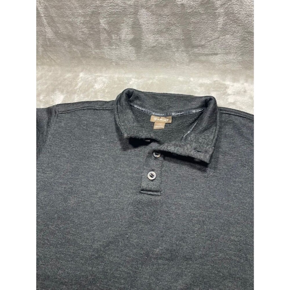 Ariat 1/4 Pullover Sweater Men Large Dark Gray Black Fleece Long Sleeve